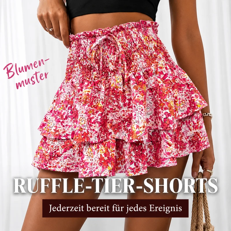Pamelae | Floraler Stufen-Skort mit Rüschen