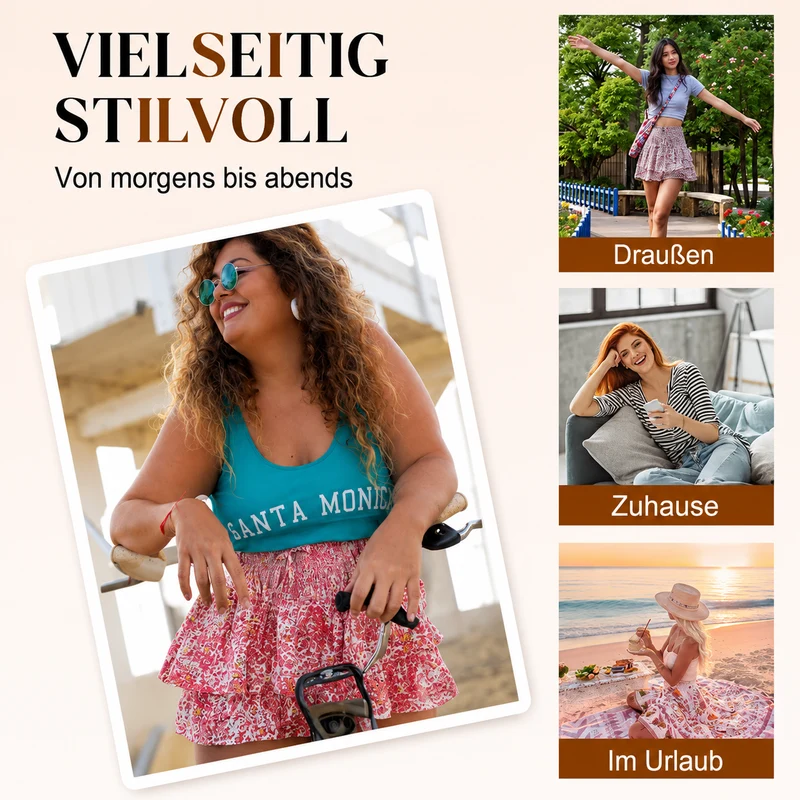 Pamelae | Floraler Stufen-Skort mit Rüschen