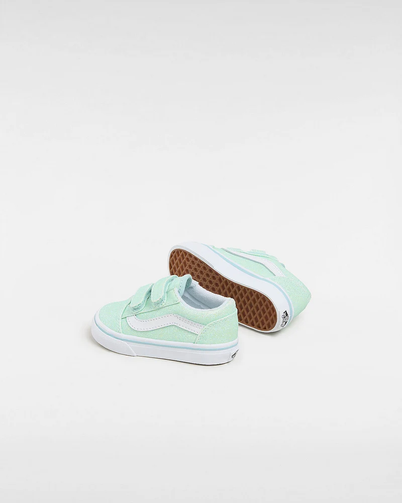 VANS Old Skool V Glitzer-Sneaker für Kleinkinder – Hellblau