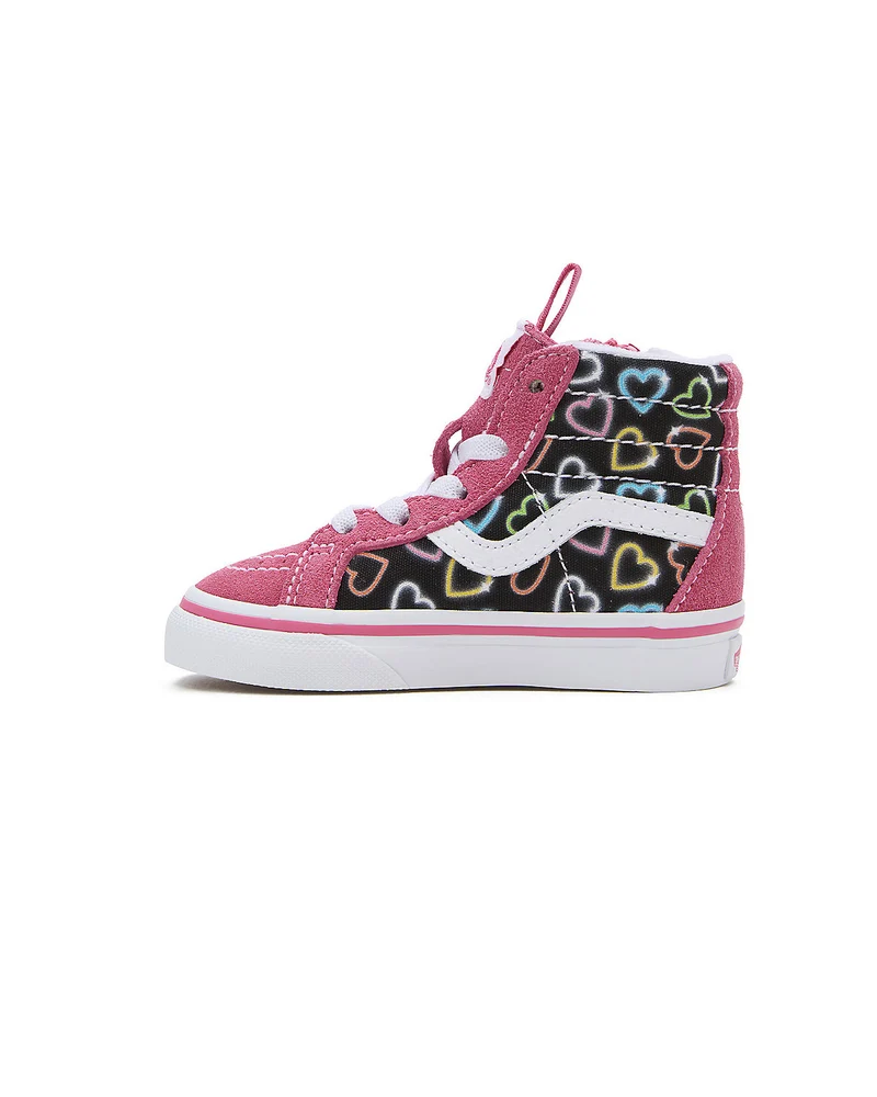VANS Sk8-Hi Reissue Neon Hearts-Sneaker mit seitlichem Reißverschluss für Kleinkinder – Rosa