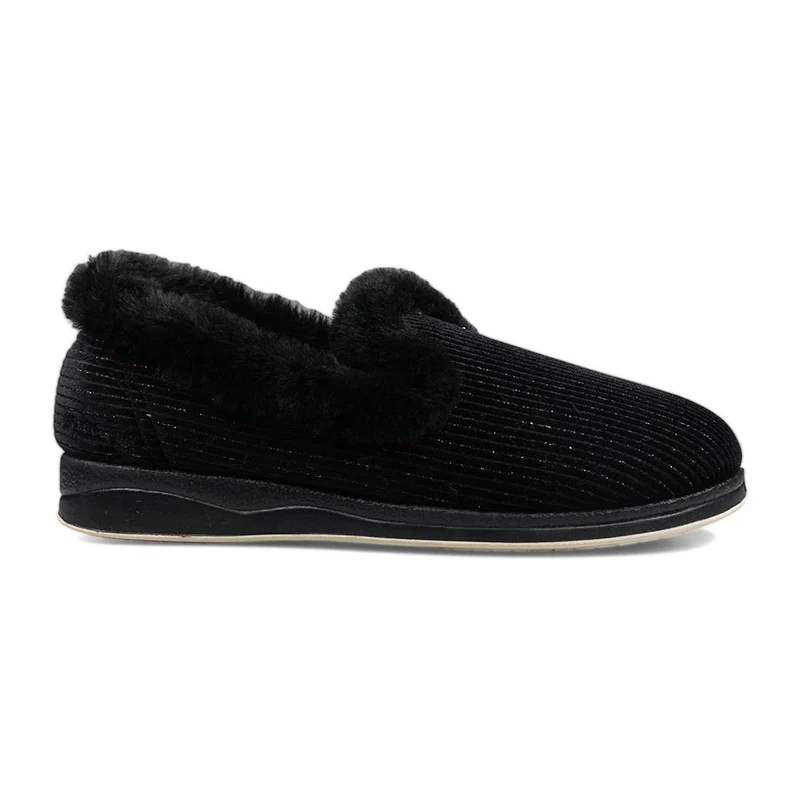 Padders Ladies Slippers 2E Fit Vulcanised - REPOSE - Repose / null - BLACK SPARKLE CORD