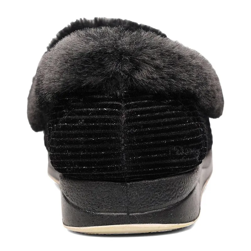 Padders Ladies Slippers 2E Fit Vulcanised - REPOSE - Repose / null - BLACK SPARKLE CORD