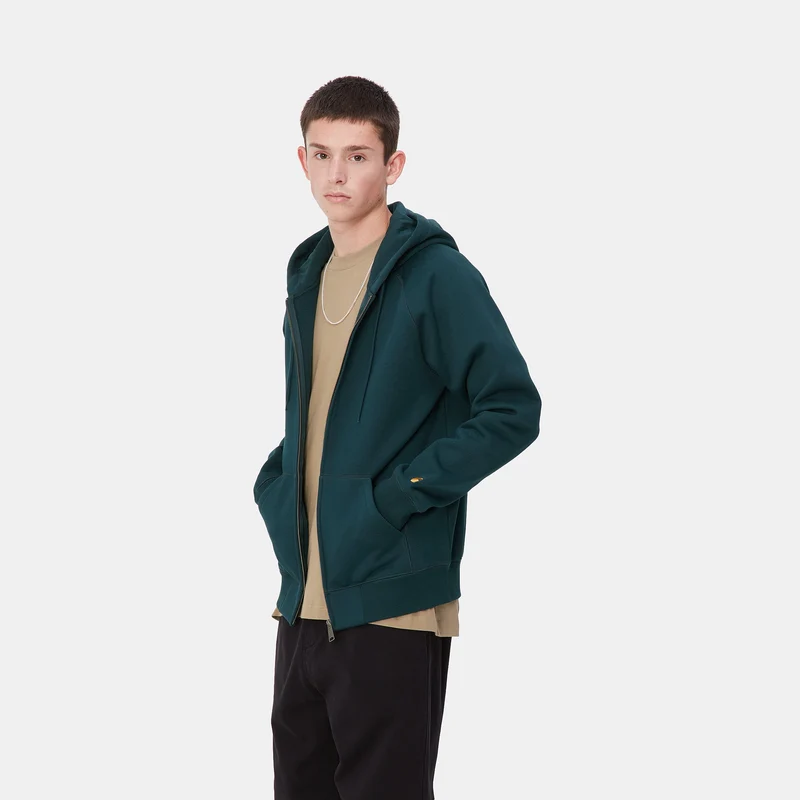 Carhartt WIP Herren Chase Reißverschluss vorne Jacke Hoodie - Entenblau