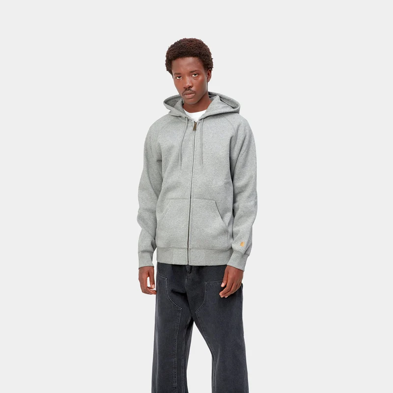 Carhartt WIP Herren Chase Reißverschluss vorne Jacke Hoodie - Grau meliert