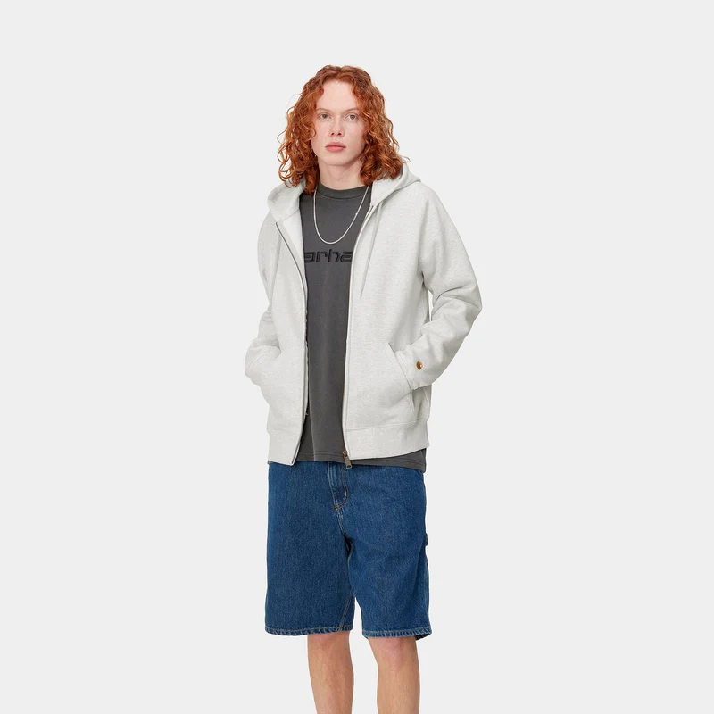 Carhartt WIP Herren Chase Kapuzenjacke mit Reißverschluss vorne - Ash Heather