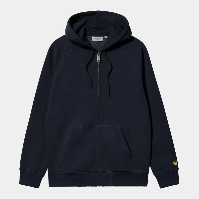 Carhartt WIP Herren Chase Kapuzenjacke mit Reißverschluss vorne - Dunkelmarine