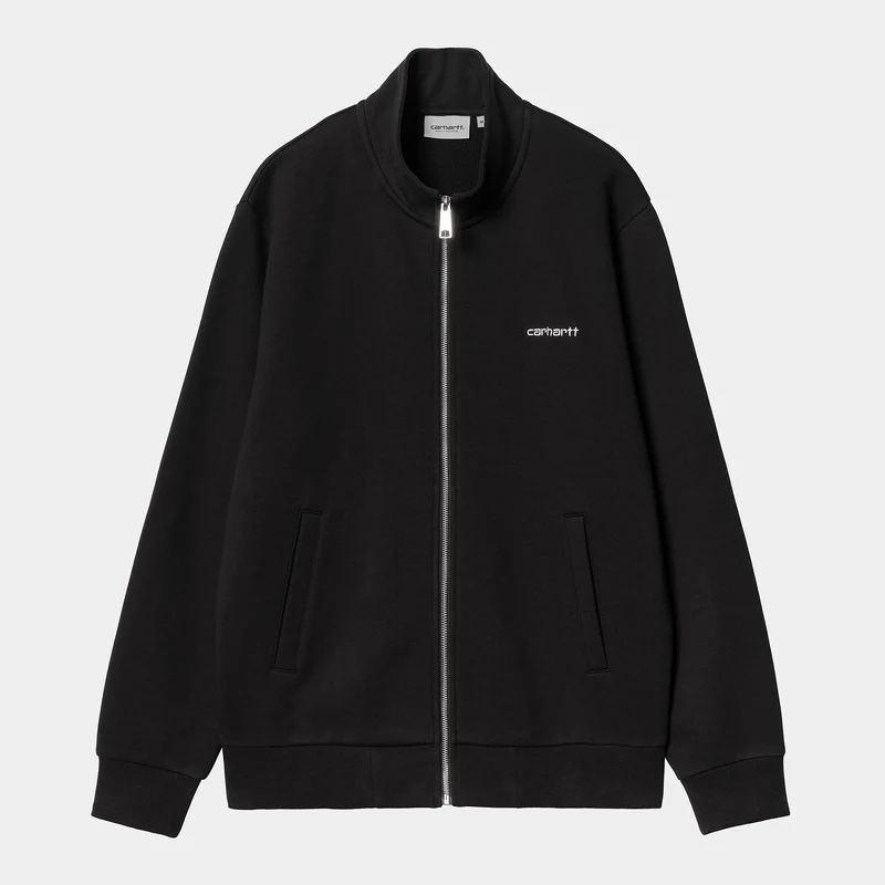 Carhartt WIP Herrenjacke mit aufgesticktem Schriftzug und Reißverschluss vorne - Schwarz