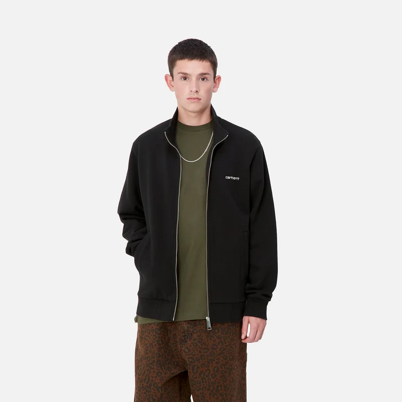 Carhartt WIP Herrenjacke mit aufgesticktem Schriftzug und Reißverschluss vorne - Schwarz