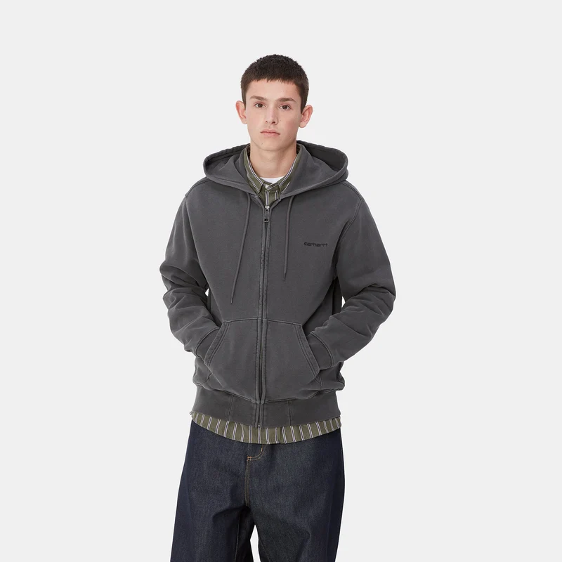 Carhartt WIP Herren Duster Script Reißverschluss vorne Jacke Hoodie - Schwarz