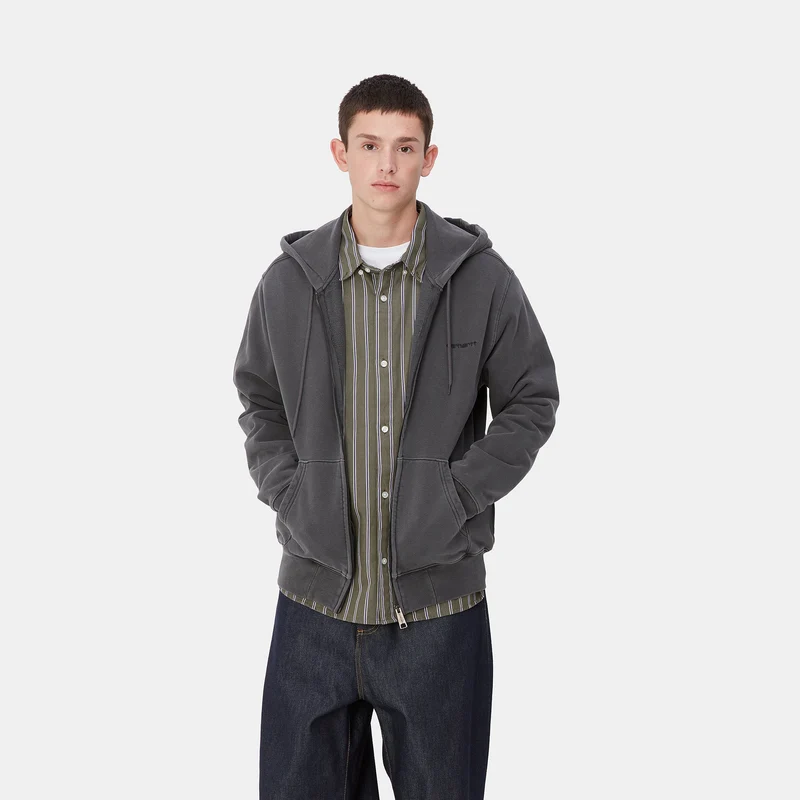Carhartt WIP Herren Duster Script Reißverschluss vorne Jacke Hoodie - Schwarz