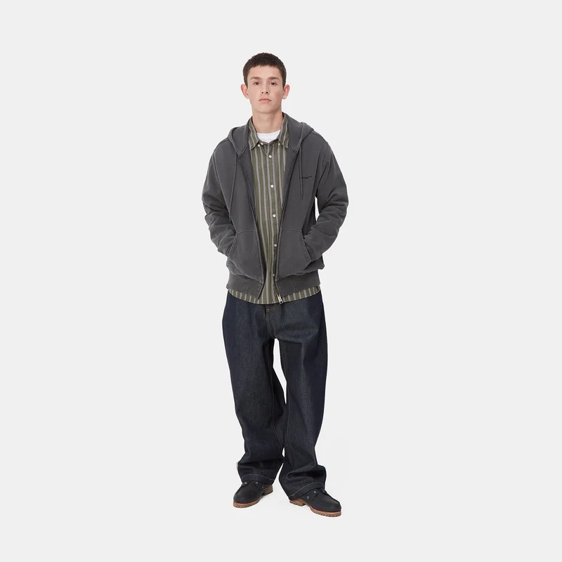 Carhartt WIP Herren Duster Script Reißverschluss vorne Jacke Hoodie - Schwarz