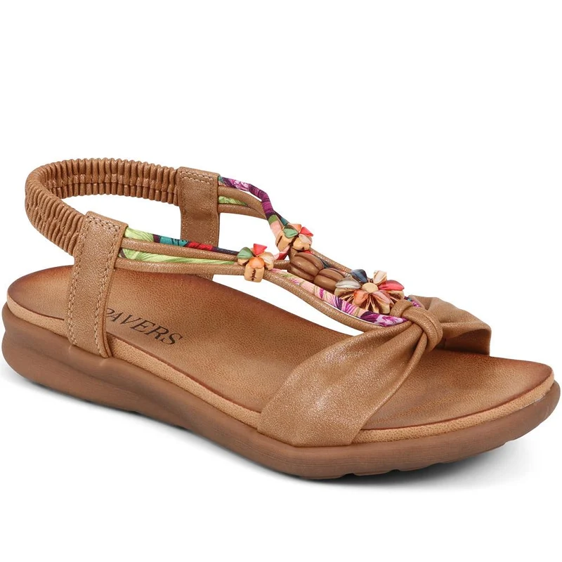 Embellished Flat Sandals - BAIZH37051 / 323 374 - Brown