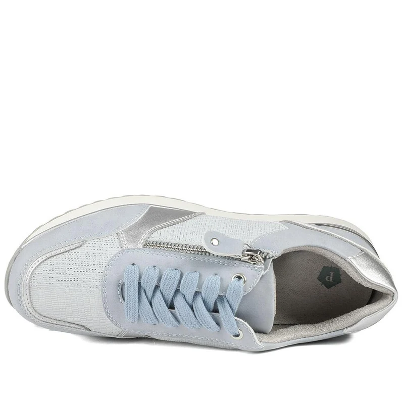 Wide Fit Zip & Lace Cushioned Trainers - WBINS43074 / 329 139 - Blue