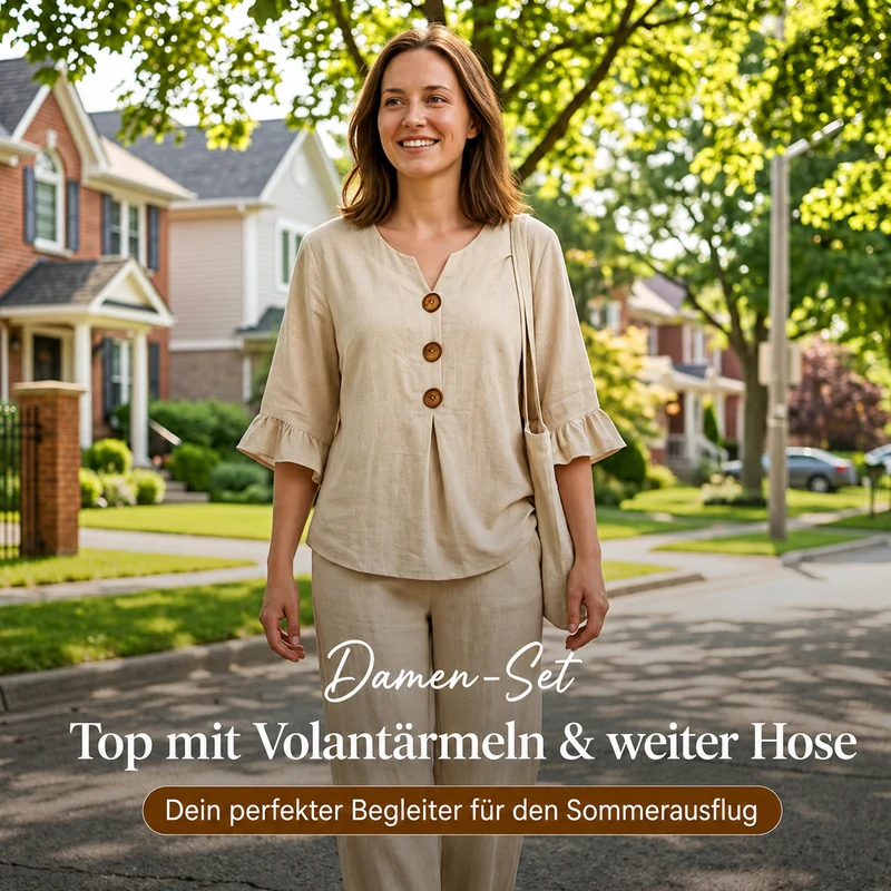 Breafie | Zweiteiler mit Rüschenärmeln und weiter Hose