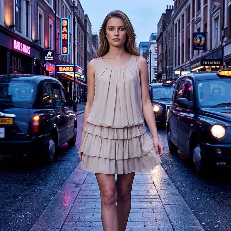 Aivelie | Sommerliches Stufenkleid mit U-Ausschnitt