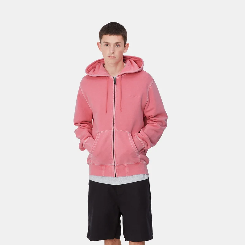 Carhartt WIP Herren Duster Script Reißverschluss vorne Jacke Hoodie - Charm Pink