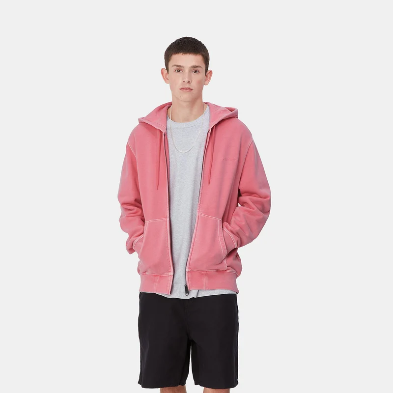 Carhartt WIP Herren Duster Script Reißverschluss vorne Jacke Hoodie - Charm Pink