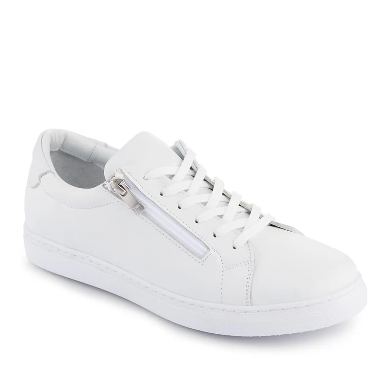 Wide-Fit Leather Zip & Lace Trainers - ULUTA42000 / 328 391