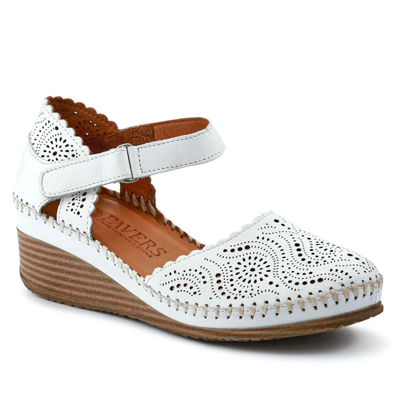 Casual Leather Touch Fasten Mary Janes - METIN41008 / 327 207 - White