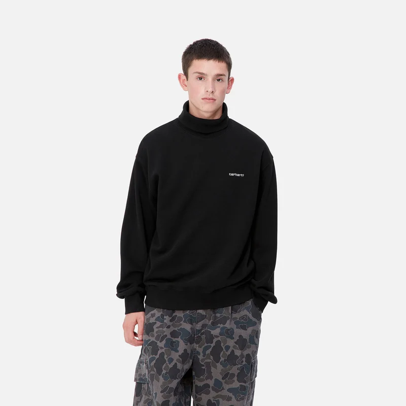 Carhartt WIP Sweat-Oberteil mit Stehkragen und Script-Print für Herren - Schwarz