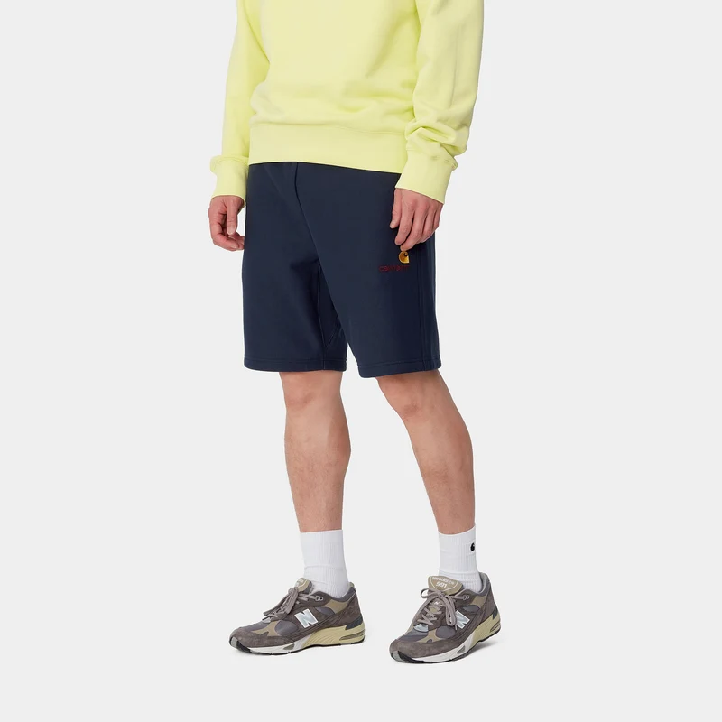Carhartt WIP Herren American Script Sweatshorts – Air Force Blue