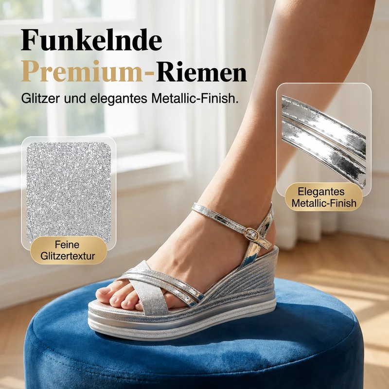 Noveema | Keilsandalen mit Knöchelriemen und offener Zehenpartie