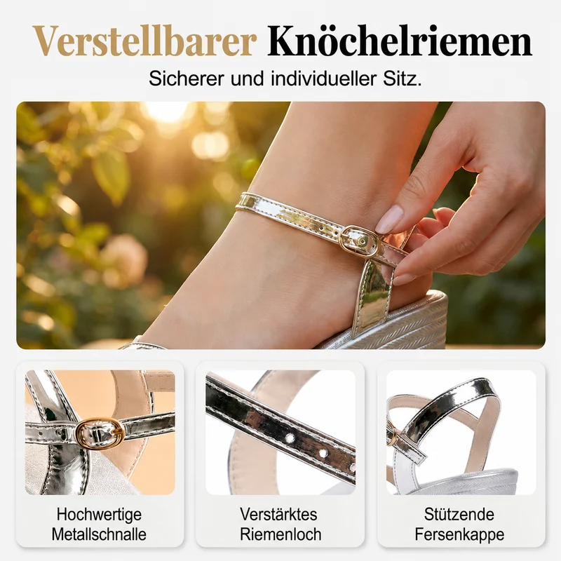 Noveema | Keilsandalen mit Knöchelriemen und offener Zehenpartie