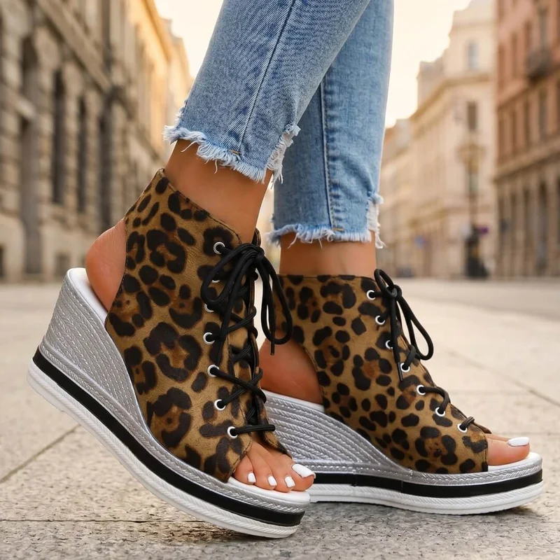 Reafee | Bequeme Plateau-Sandalen mit Schnürdetail