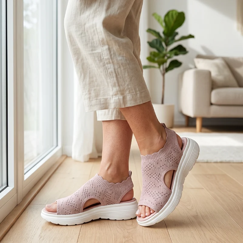 Dabella | Lässige Strick-Sandalen mit Keilsohle