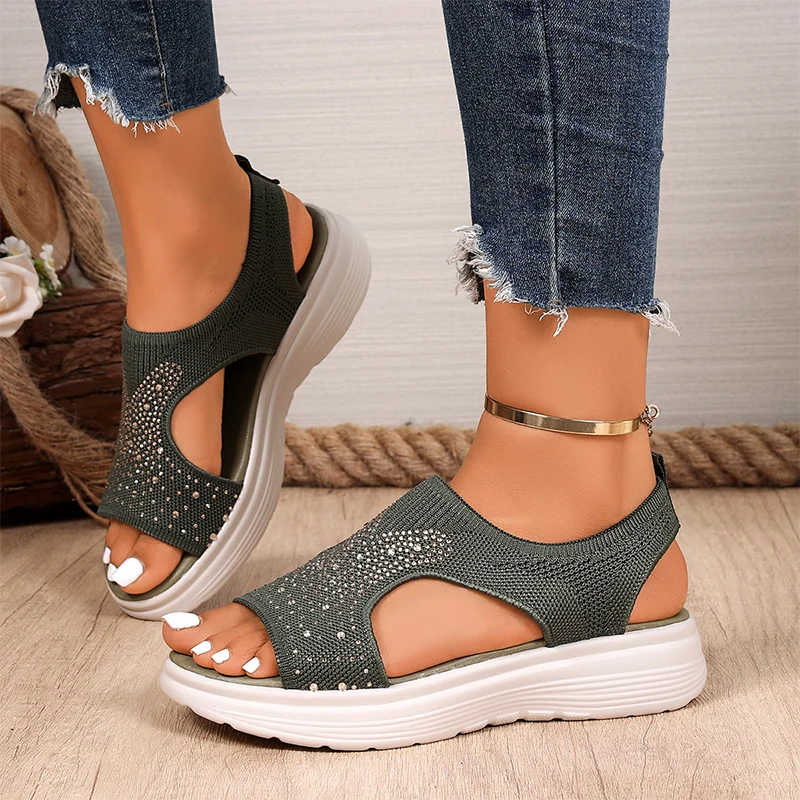 Aoreda | Bequeme Plateau-Sandalen mit Glitzerakzenten