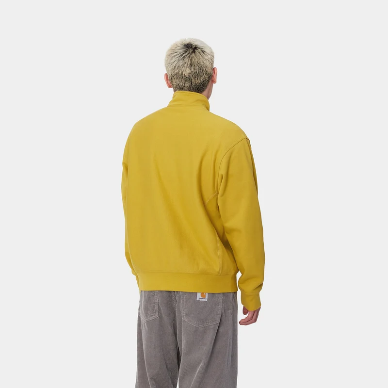 Carhartt WIP Herren Halb-Zip-Reißverschluss American Script Sweatshirt - Goldoliv
