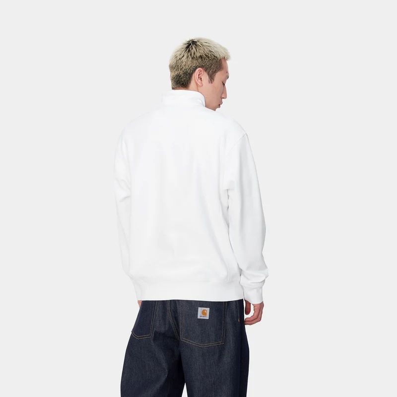 Carhartt WIP Herren Halb-Zip-Reißverschluss American Script Sweatshirt - Weiß