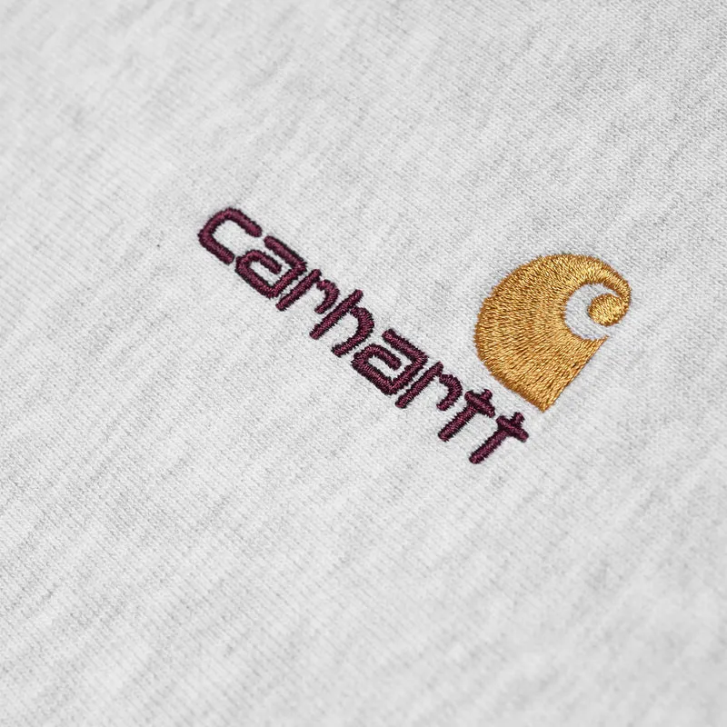 Carhartt WIP Herren Halb-Zip-Reißverschluss American Script Sweat-Top – Ash Heather