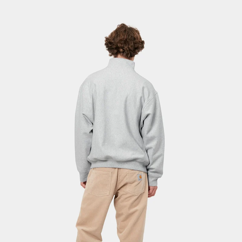 Carhartt WIP Herren Halb-Zip-Reißverschluss American Script Sweat-Top – Ash Heather