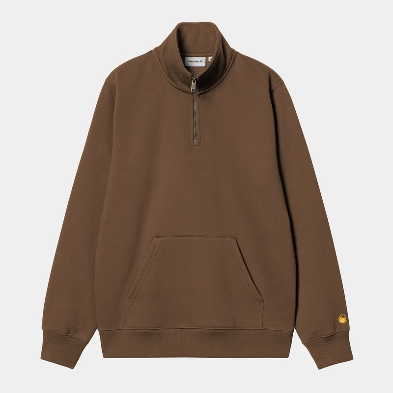 Carhartt WIP Herren Chase Neck Zip Sweat Top - Schokolade