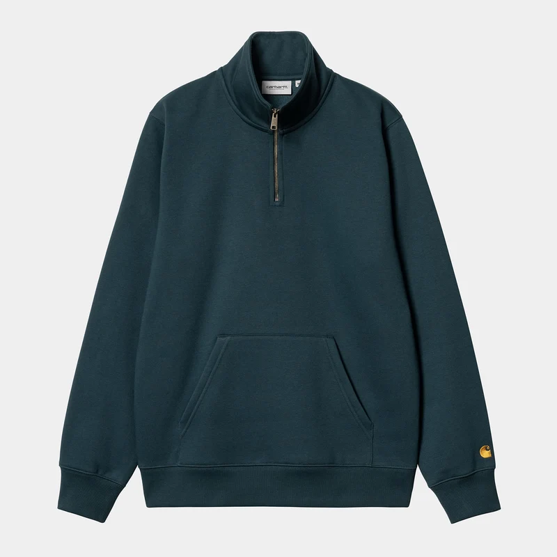 Carhartt WIP Herren Chase Neck Zip Sweat Top - Entenblau