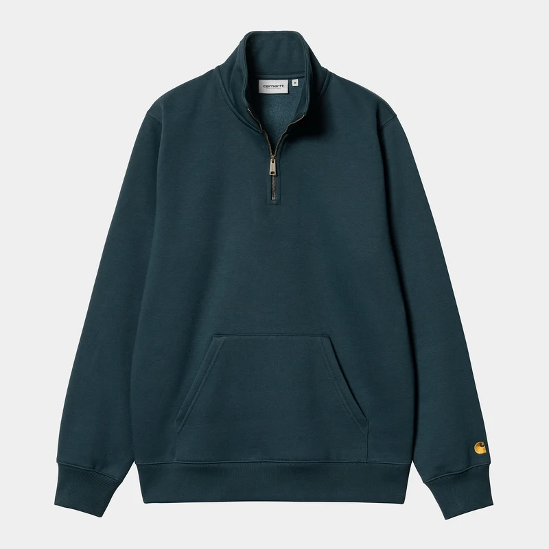 Carhartt WIP Herren Chase Neck Zip Sweat Top - Entenblau