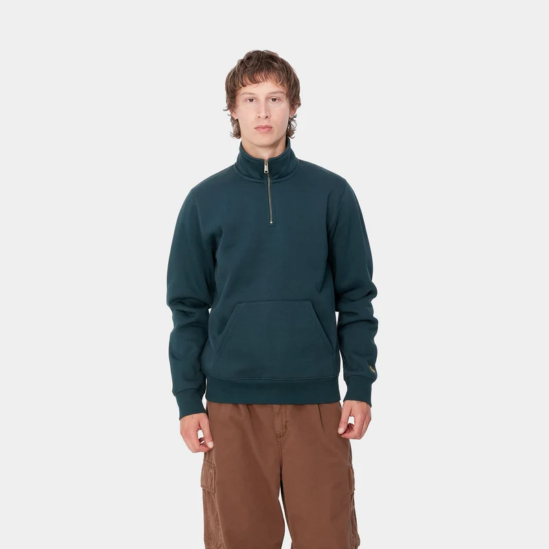 Carhartt WIP Herren Chase Neck Zip Sweat Top - Entenblau