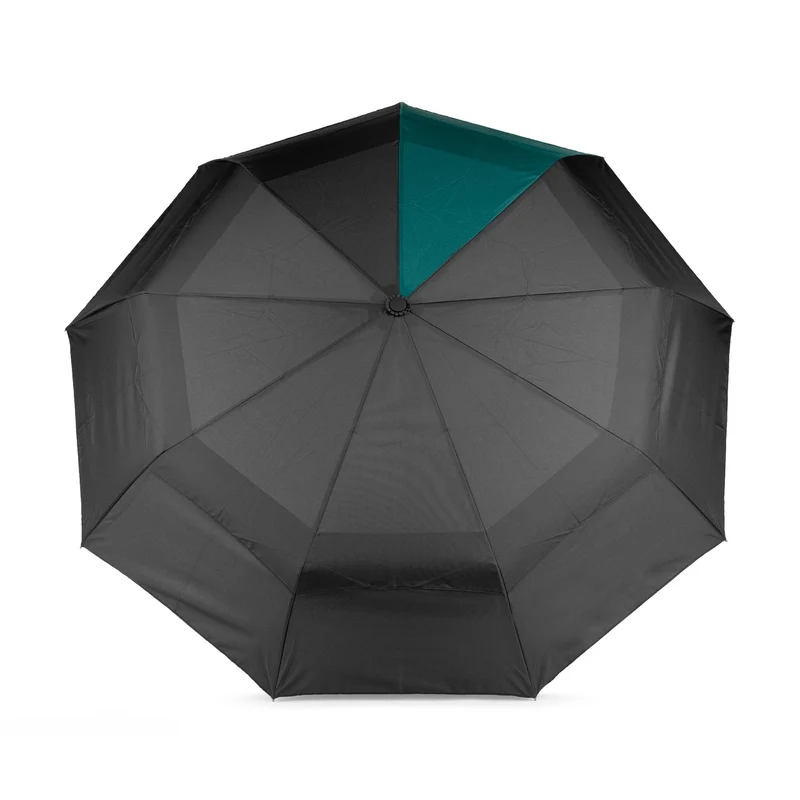ROKA Waterloo – Schwarzer/blaugrüner Regenschirm aus recyceltem Nylon