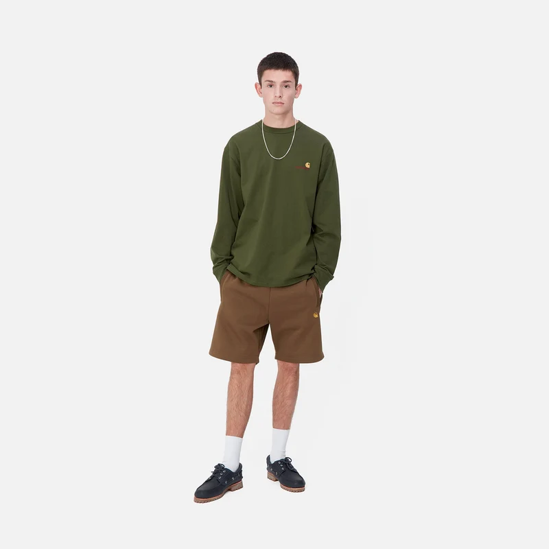 Carhartt WIP Herren Chase Sweat Shorts - Schokolade