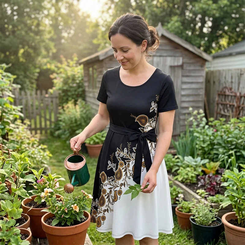 Rhaamzes | Elegantes Freizeitkleid mit Blumenmuster