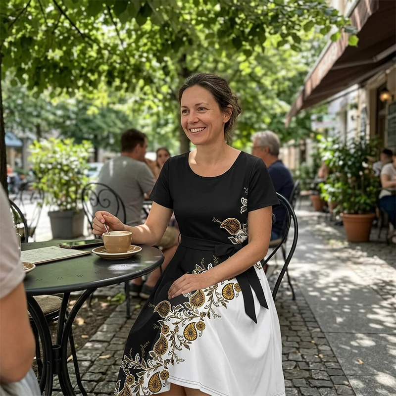 Rhaamzes | Elegantes Freizeitkleid mit Blumenmuster
