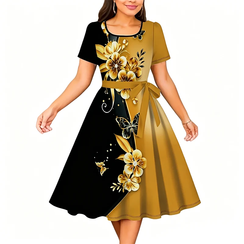 Rhaamzes | Elegantes Freizeitkleid mit Blumenmuster