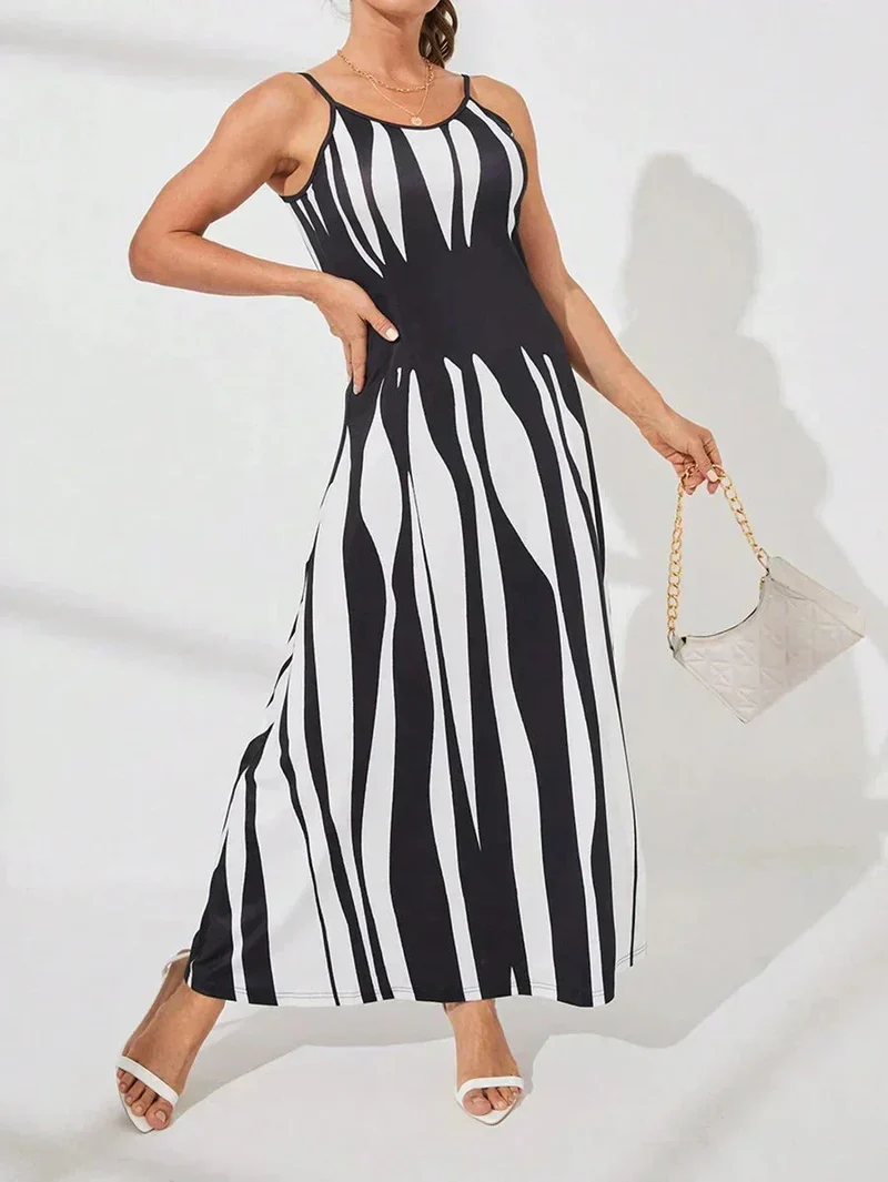 Carielle | Träger-Maxikleid mit grafischem Print