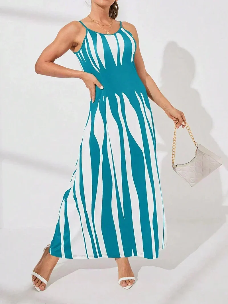 Carielle | Träger-Maxikleid mit grafischem Print