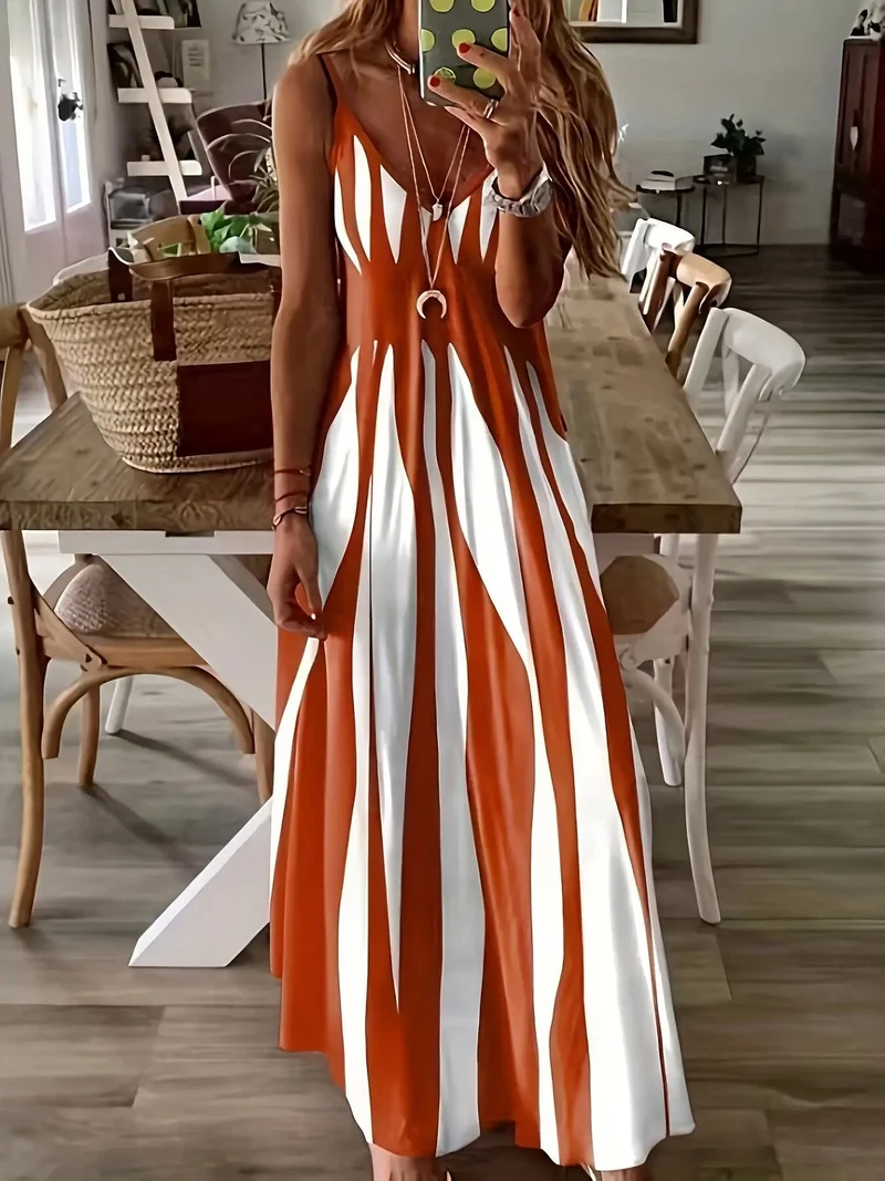 Carielle | Träger-Maxikleid mit grafischem Print