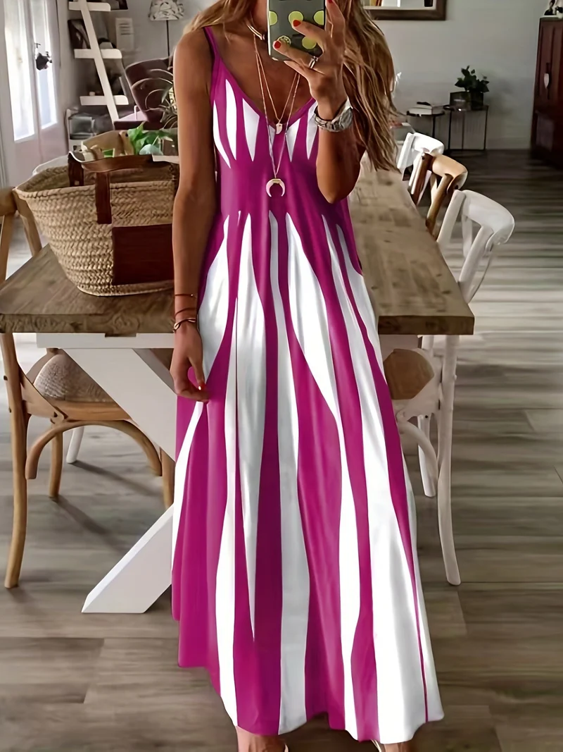 Carielle | Träger-Maxikleid mit grafischem Print