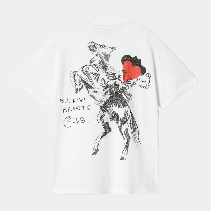 Carhartt WIP Herren Pepe Buckin Hearts Club Kurzarm-T-Shirt - Weiß
