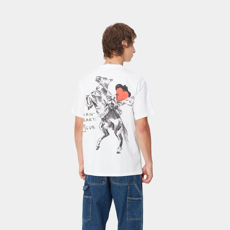 Carhartt WIP Herren Pepe Buckin Hearts Club Kurzarm-T-Shirt - Weiß