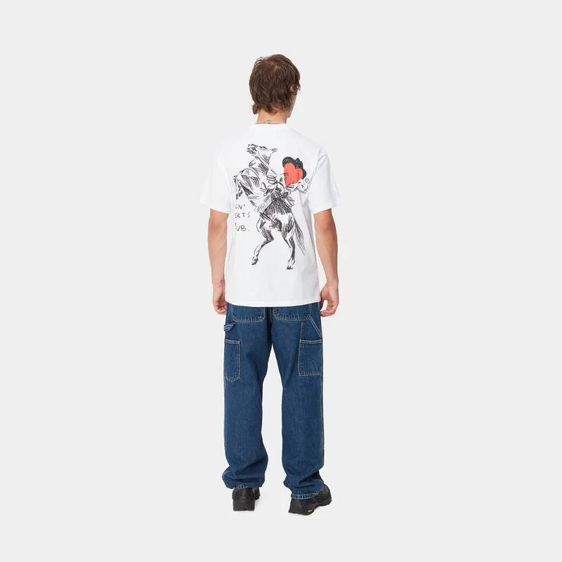 Carhartt WIP Herren Pepe Buckin Hearts Club Kurzarm-T-Shirt - Weiß